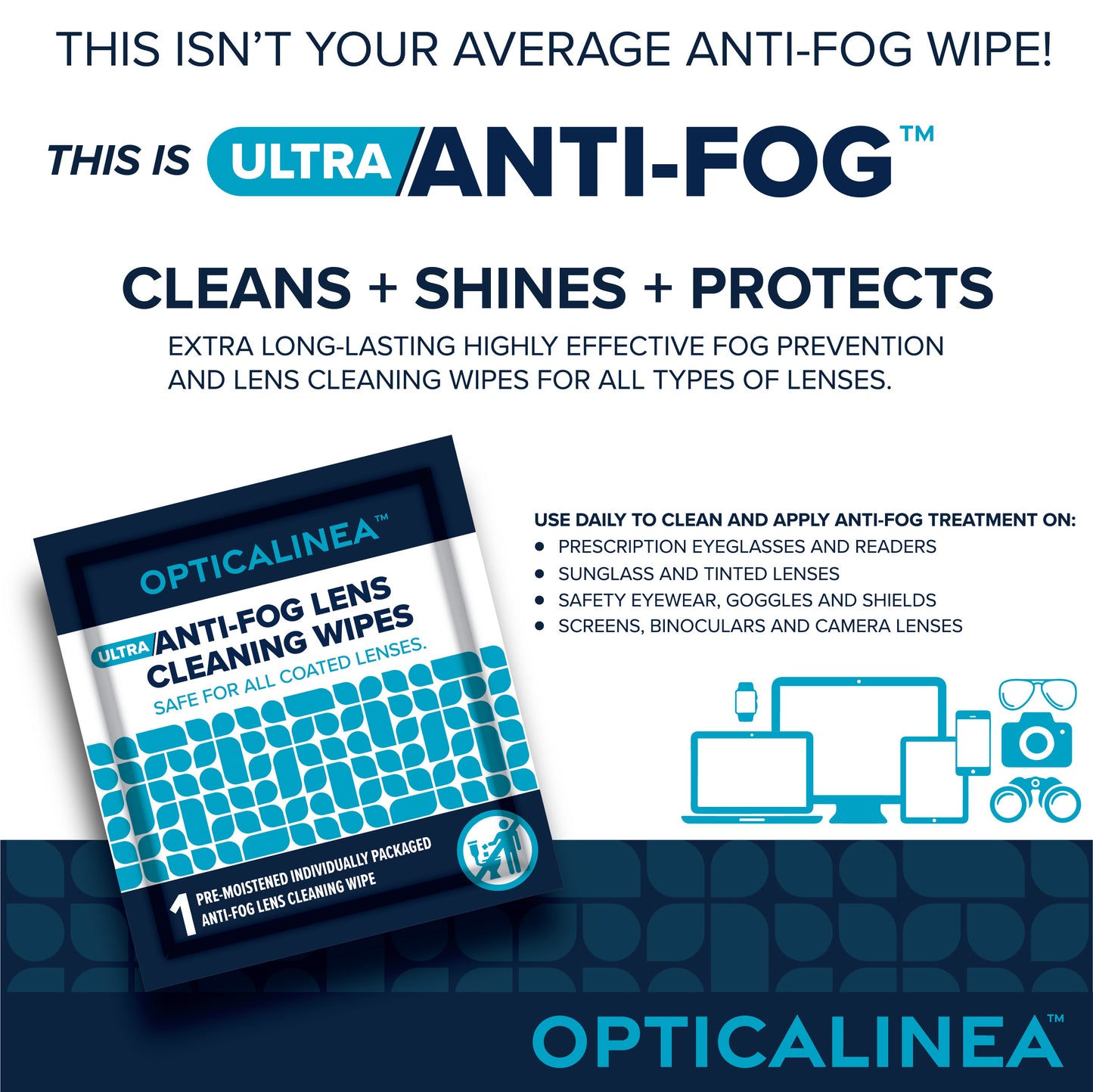 ULTRA ANTI-FOG LENS CLEANING WIPES - 100CT