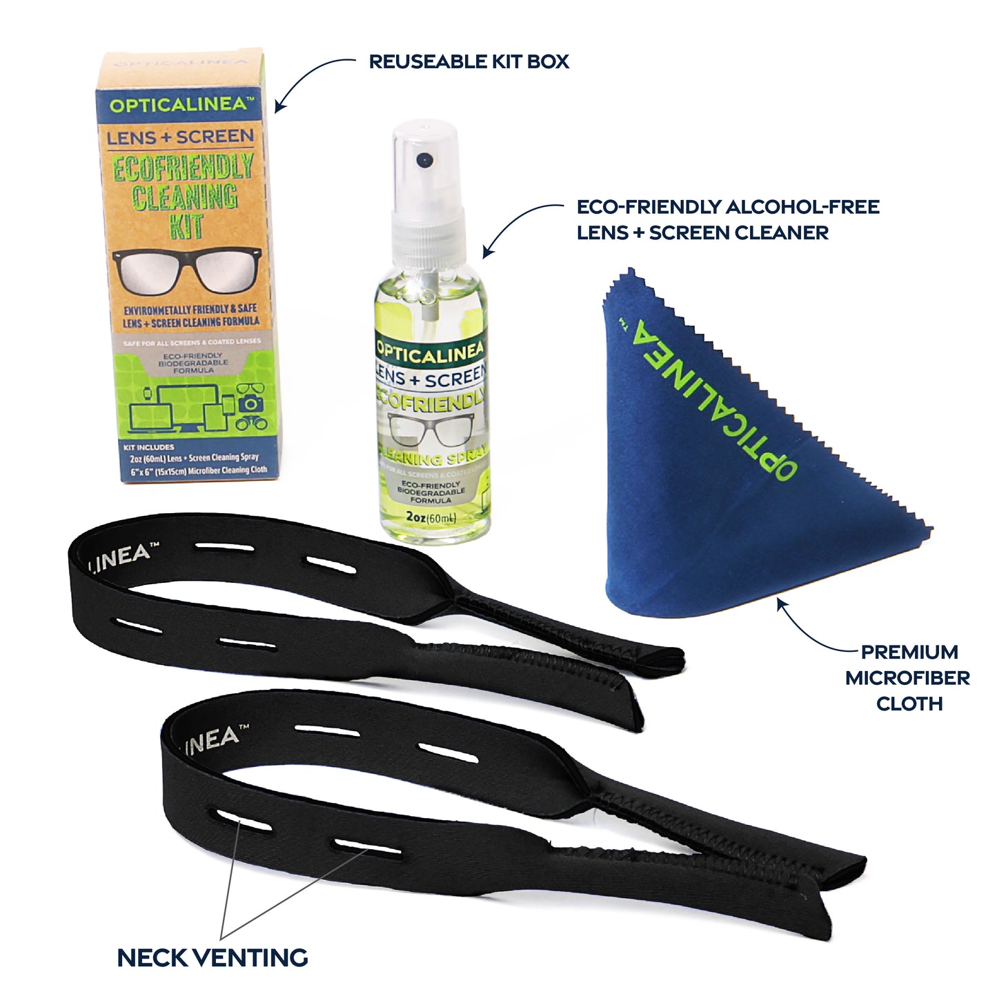REVERSIBLE 2 PACK BLACK VENTING NEOPRENE FLOAT RETAINER & ECOFRIENDLY CLEANING KIT