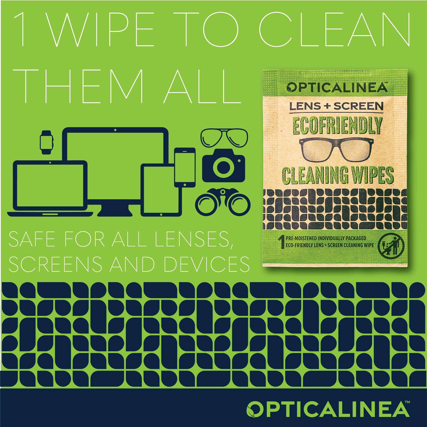ECOFRIENDLY LENS + SCREEN CLEANING WIPES - 100CT