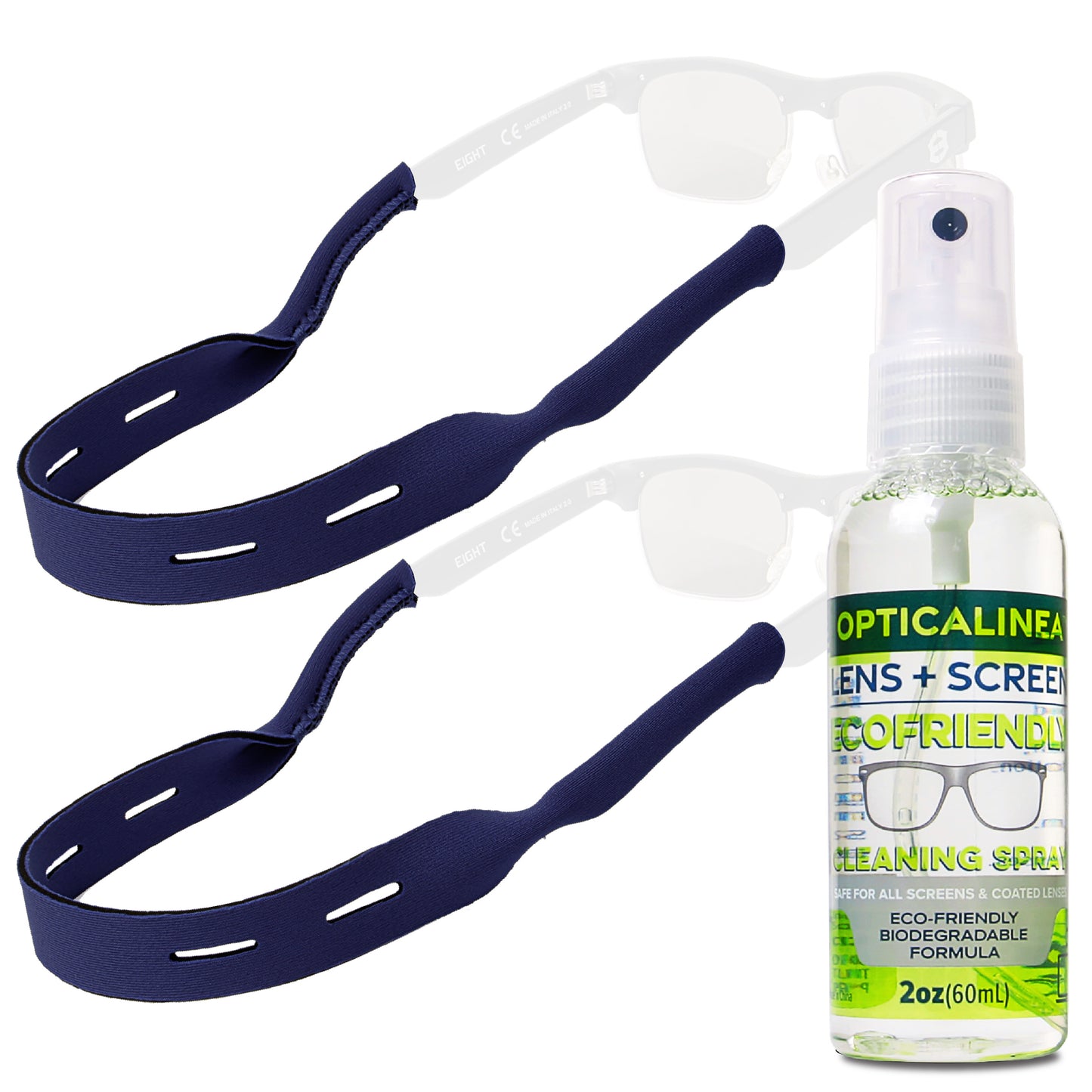 REVERSIBLE 2 PACK NAVY VENTING NEOPRENE FLOAT RETAINER & ECOFRIENDLY CLEANING KIT