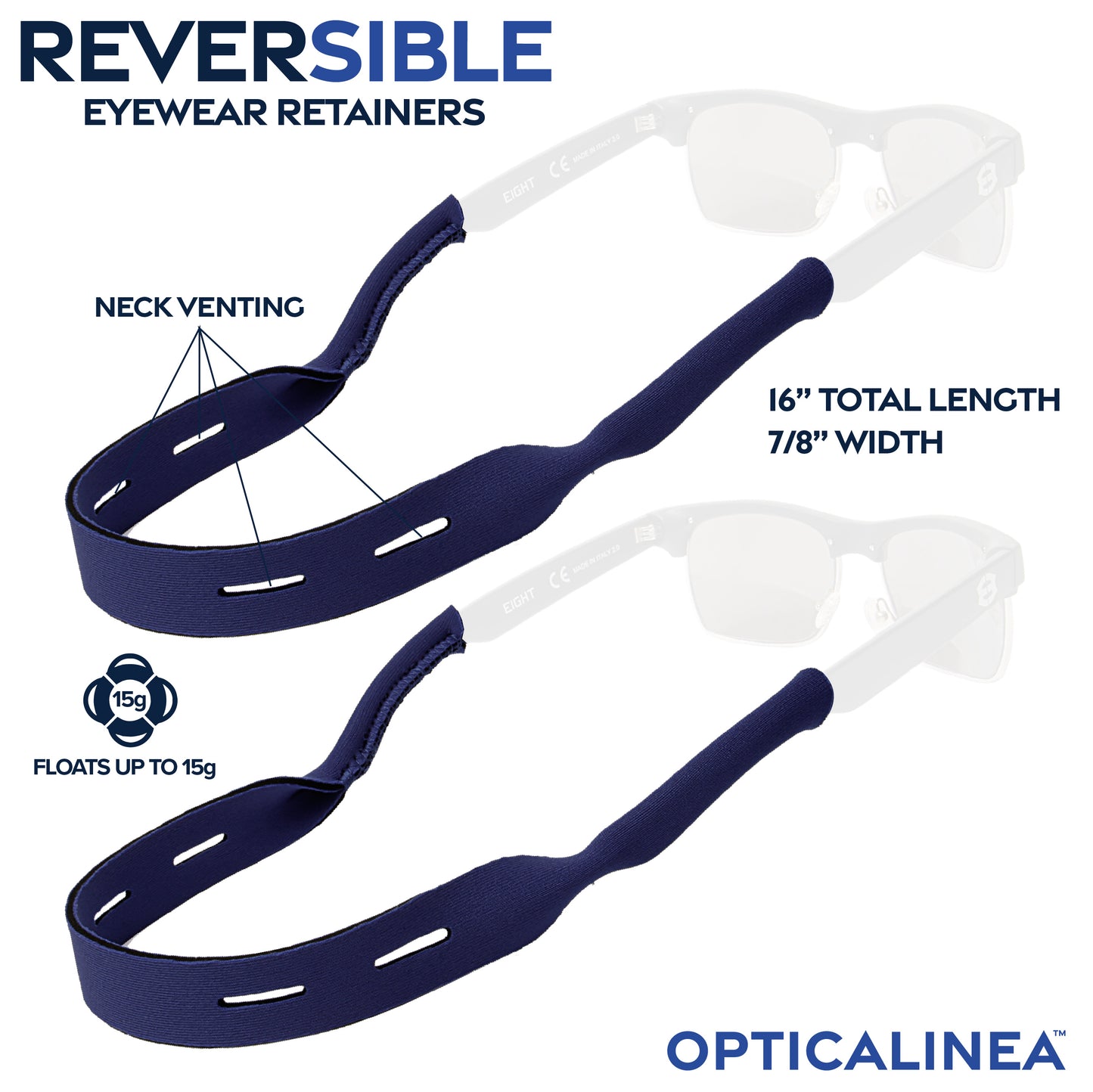 REVERSIBLE 2 PACK NAVY VENTING NEOPRENE FLOAT RETAINER & ECOFRIENDLY CLEANING KIT