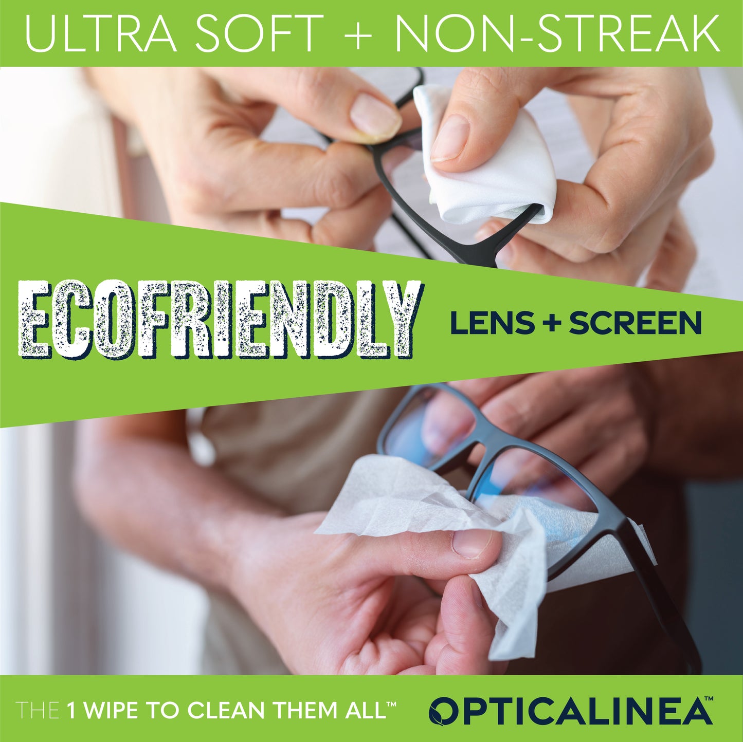 ECOFRIENDLY LENS + SCREEN CLEANING WIPES - 100CT